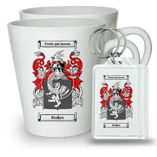 Stokes Pair of Latte Mugs and Pair of Keychains