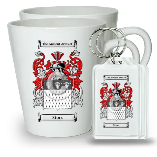 Storz Pair of Latte Mugs and Pair of Keychains