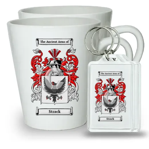 Strack Pair of Latte Mugs and Pair of Keychains