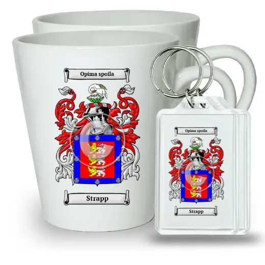 Strapp Pair of Latte Mugs and Pair of Keychains