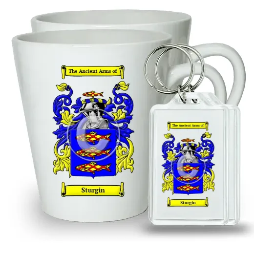 Sturgin Pair of Latte Mugs and Pair of Keychains