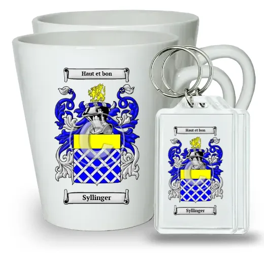 Syllinger Pair of Latte Mugs and Pair of Keychains