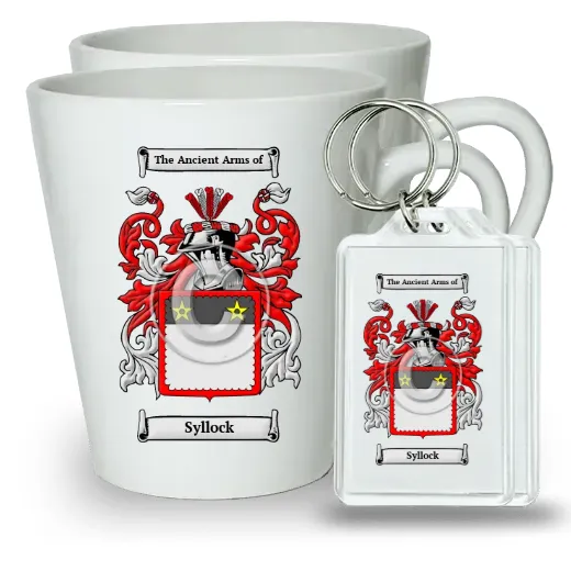 Syllock Pair of Latte Mugs and Pair of Keychains