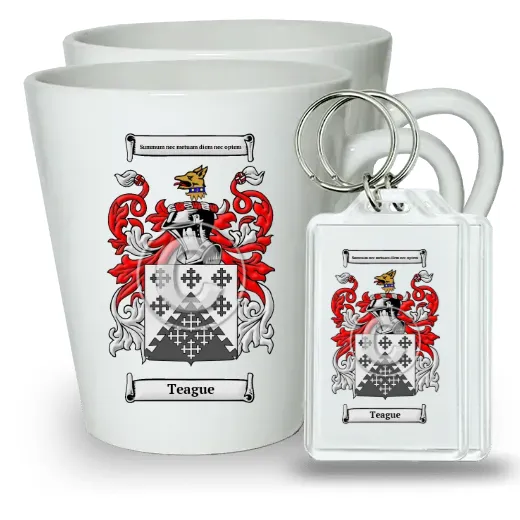 Teague Pair of Latte Mugs and Pair of Keychains