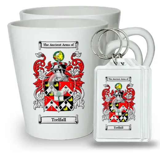 Trelfall Pair of Latte Mugs and Pair of Keychains