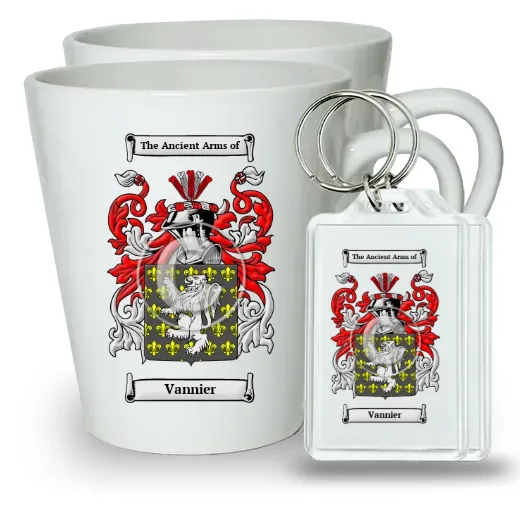 Vannier Pair of Latte Mugs and Pair of Keychains