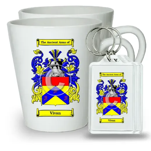 Vivan Pair of Latte Mugs and Pair of Keychains