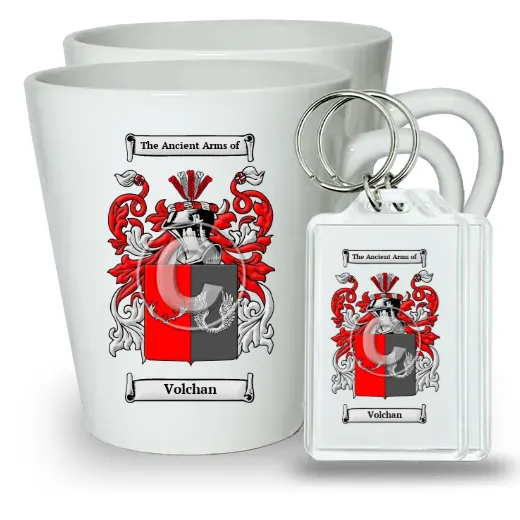 Volchan Pair of Latte Mugs and Pair of Keychains