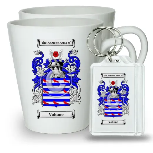 Volume Pair of Latte Mugs and Pair of Keychains