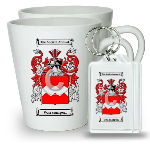 Von campen Pair of Latte Mugs and Pair of Keychains