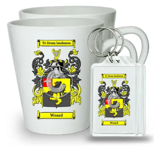 Weard Pair of Latte Mugs and Pair of Keychains