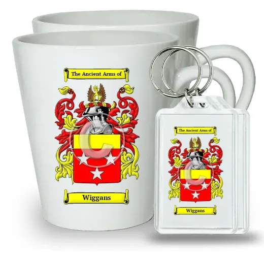 Wiggans Pair of Latte Mugs and Pair of Keychains