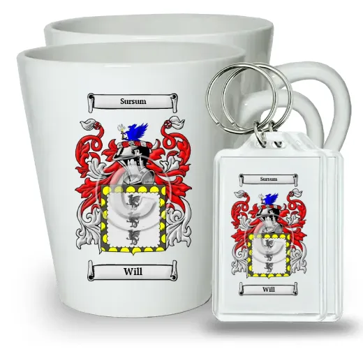 Will Pair of Latte Mugs and Pair of Keychains