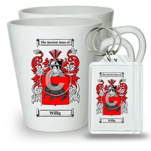 Willig Pair of Latte Mugs and Pair of Keychains