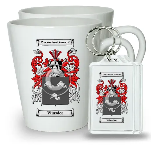 Winsdor Pair of Latte Mugs and Pair of Keychains