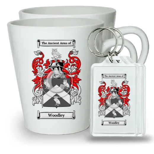 Woodley Pair of Latte Mugs and Pair of Keychains