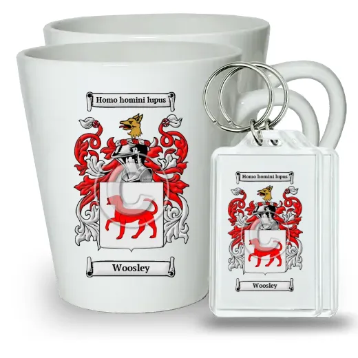 Woosley Pair of Latte Mugs and Pair of Keychains