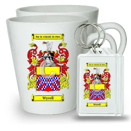Wyvell Pair of Latte Mugs and Pair of Keychains