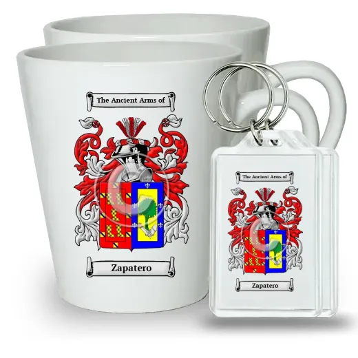Zapatero Pair of Latte Mugs and Pair of Keychains