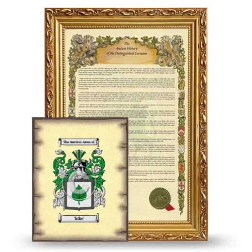'kike' Framed History and Coat of Arms Print - Gold