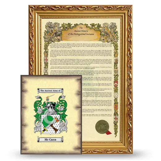 Mc Carra Framed History and Coat of Arms Print - Gold
