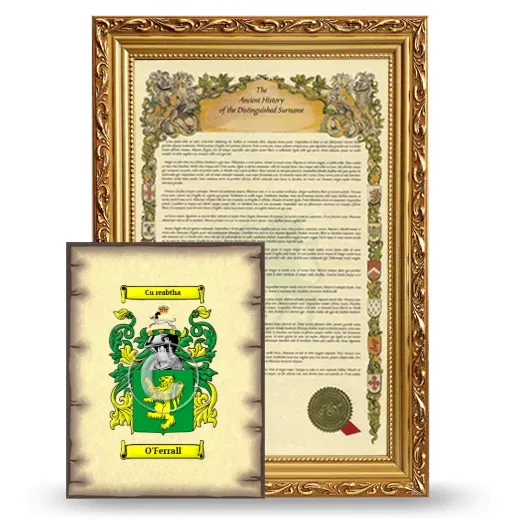 O'Ferrall Framed History and Coat of Arms Print - Gold