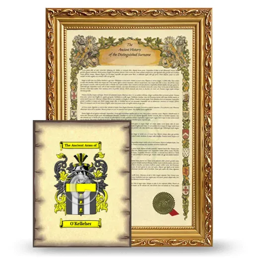 O'Kelleher Framed History and Coat of Arms Print - Gold