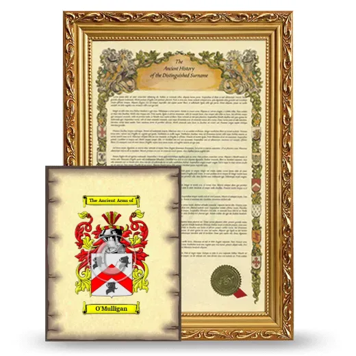 O'Mulligan Framed History and Coat of Arms Print - Gold