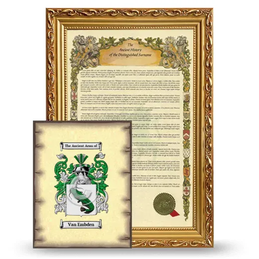Van Embden Framed History and Coat of Arms Print - Gold