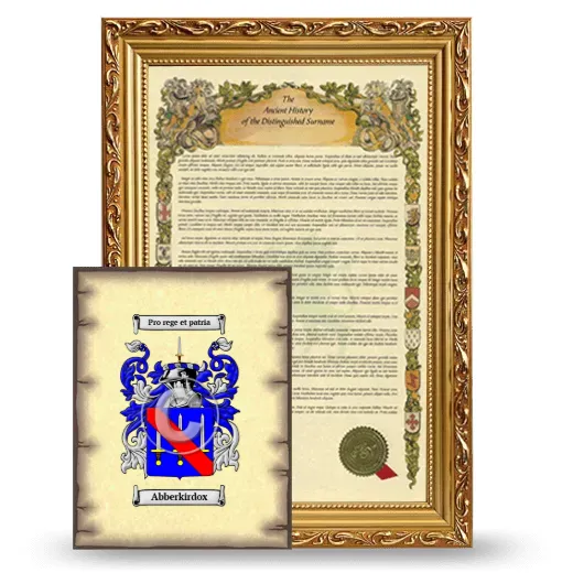 Abberkirdox Framed History and Coat of Arms Print - Gold
