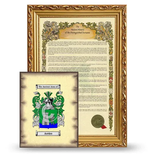 Aceiro Framed History and Coat of Arms Print - Gold