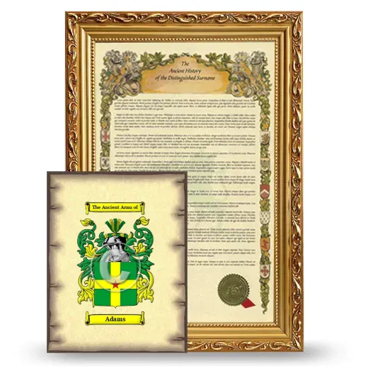 Adams Framed History and Coat of Arms Print - Gold