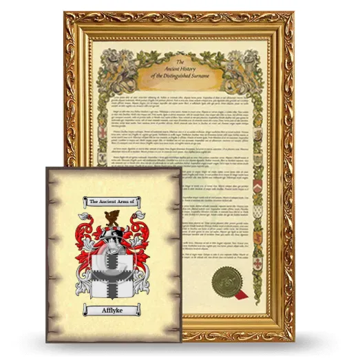 Afflyke Framed History and Coat of Arms Print - Gold