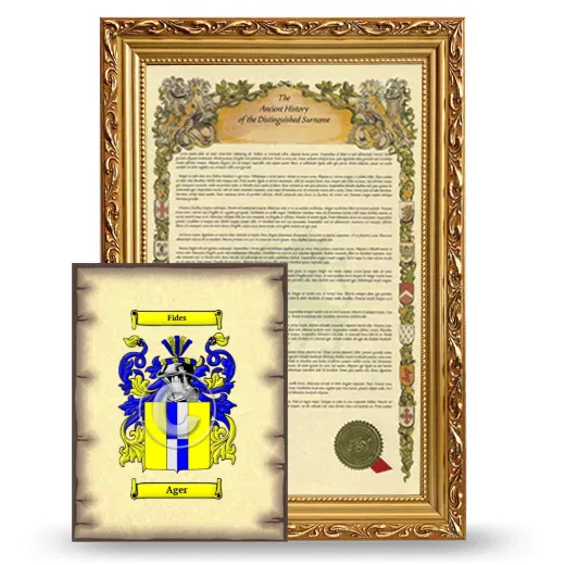 Ager Framed History and Coat of Arms Print - Gold