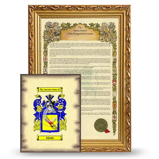 Alanis Framed History and Coat of Arms Print - Gold