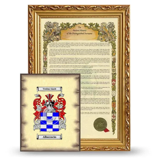 Albarracin Framed History and Coat of Arms Print - Gold
