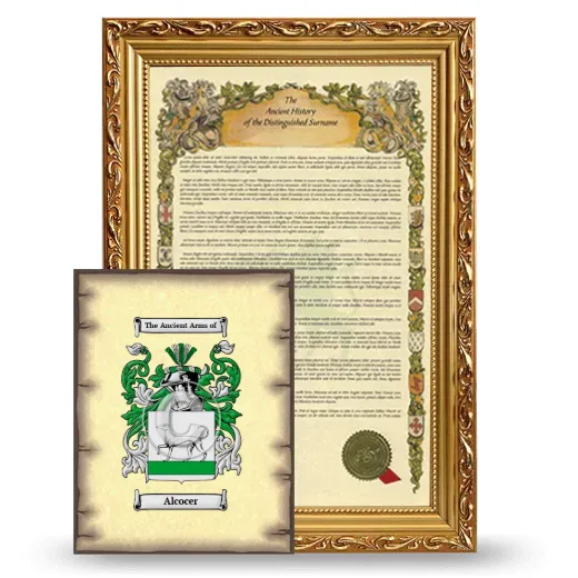 Alcocer Framed History and Coat of Arms Print - Gold