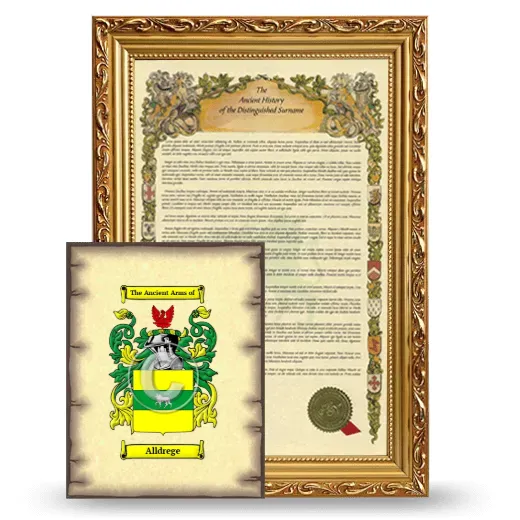 Alldrege Framed History and Coat of Arms Print - Gold