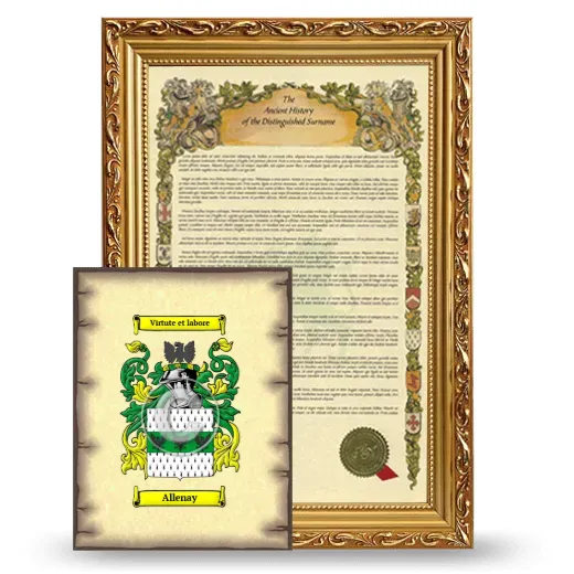 Allenay Framed History and Coat of Arms Print - Gold