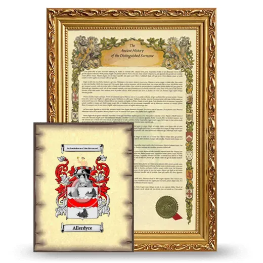 Allerdyce Framed History and Coat of Arms Print - Gold