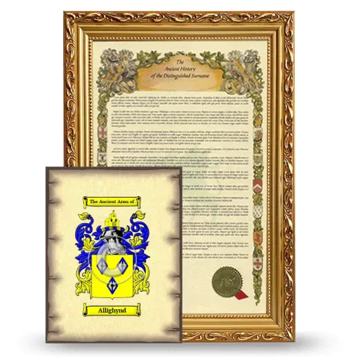 Allighynd Framed History and Coat of Arms Print - Gold