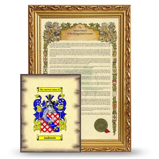 Ambrosis Framed History and Coat of Arms Print - Gold