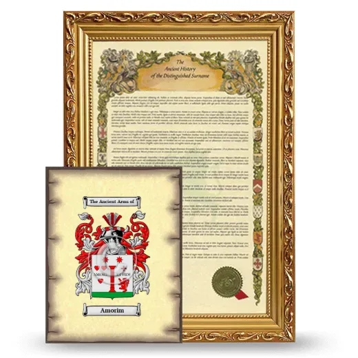 Amorim Framed History and Coat of Arms Print - Gold