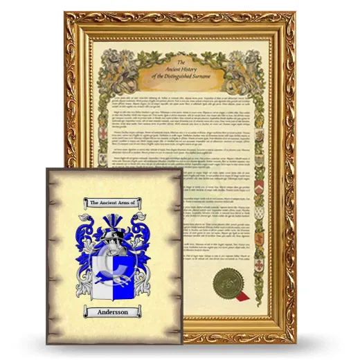 Andersson Framed History and Coat of Arms Print - Gold