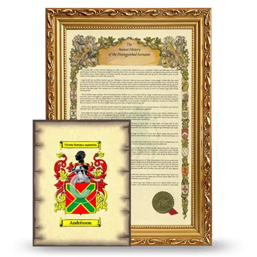 Andrésson Framed History and Coat of Arms Print - Gold