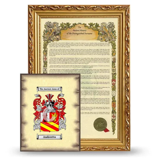Andreetta Framed History and Coat of Arms Print - Gold