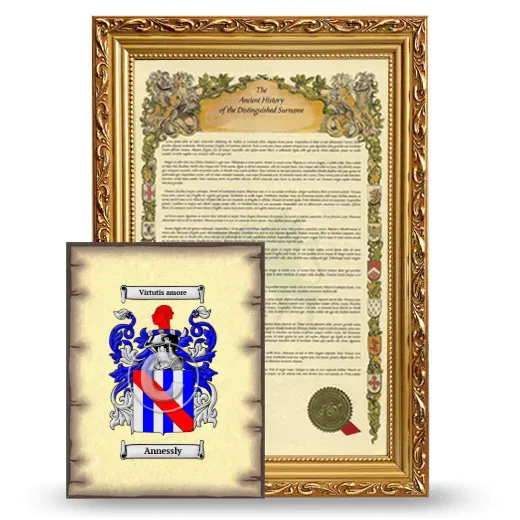 Annessly Framed History and Coat of Arms Print - Gold