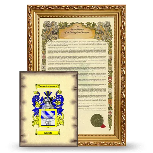Ansen Framed History and Coat of Arms Print - Gold