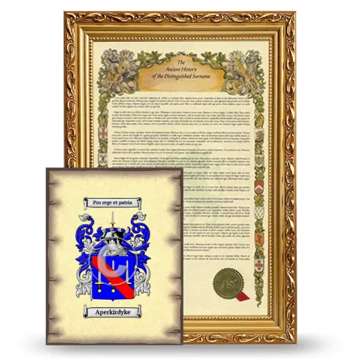 Aperkirdyke Framed History and Coat of Arms Print - Gold