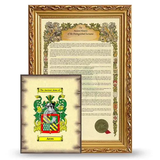 Arces Framed History and Coat of Arms Print - Gold